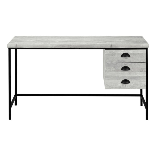 HomeRoots 24" Computer Desk - Stylish Workspace Solution with Three Hidden Drawers for Organized Elegance Grey,Black 333551