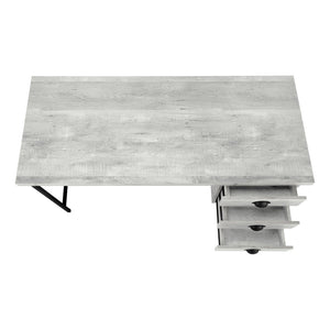HomeRoots 24" Computer Desk - Stylish Workspace Solution with Three Hidden Drawers for Organized Elegance Grey,Black 333551