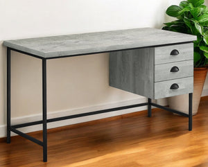 Homeroots 24" Gray And Black Computer Desk With Three Drawers Grey,Black  333551