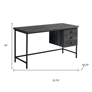 HomeRoots 24" Computer Desk - Stylish Workspace Solution with Three Hidden Drawers for Organized Elegance Black 333553