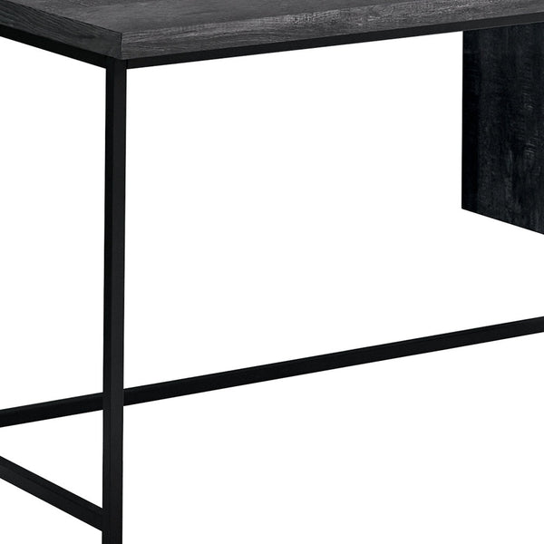 Homeroots 24" Gray And Black Computer Desk With Three Drawers Black  333553