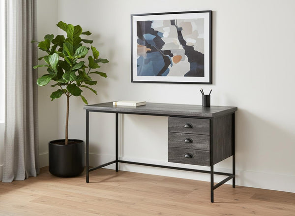 HomeRoots 24" Computer Desk - Stylish Workspace Solution with Three Hidden Drawers for Organized Elegance Black 333553