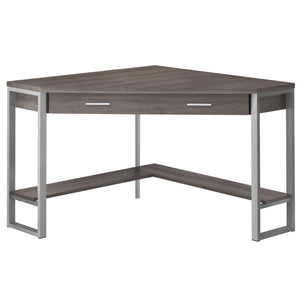Homeroots 42" Taupe And Silver Corner Computer Desk Dark Taupe,Silver  333554