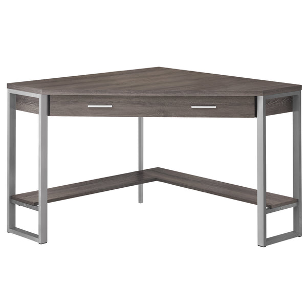 Homeroots 42" Taupe And Silver Corner Computer Desk Dark Taupe,Silver  333554