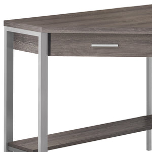 Homeroots 42" Taupe And Silver Corner Computer Desk Dark Taupe,Silver  333554