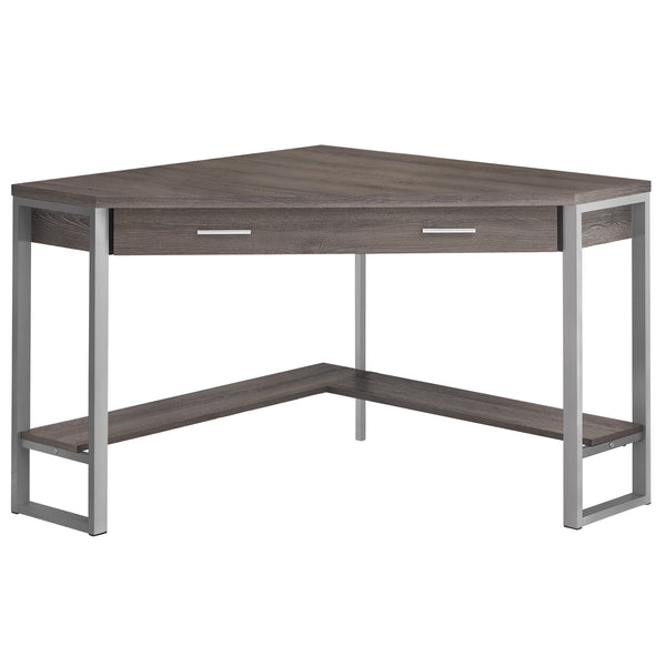 Homeroots 42" Taupe And Silver Corner Computer Desk Dark Taupe,Silver  333554