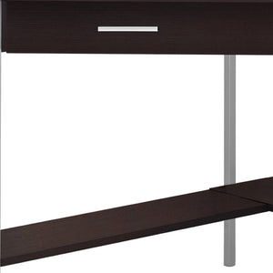 HomeRoots 42" Contemporary Corner Computer Desk - Stylish Taupe Top with Sturdy Metal Base for Space Efficiency Cappuccino,Silver 333555