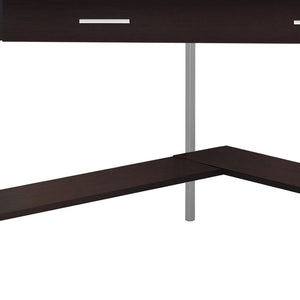 Homeroots 42" Dark Brown And Silver Corner Computer Desk Cappuccino,Silver  333555