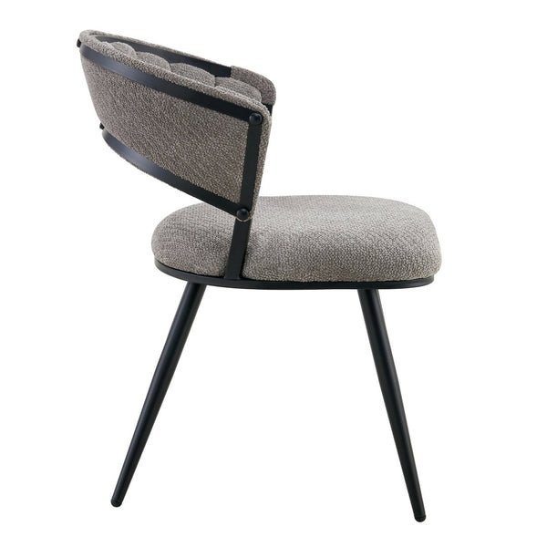 English Elm Set of 2 Chenille Tufted Dining Chairs with Metal Legs Modern Kitchen Seating Black,Gray W3875P370854