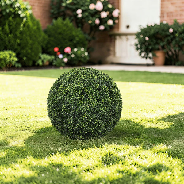 English Elm 18.5in Faux Boxwood Topiary Spheres Uv Stable Outdoor Garden Planter Decor Set of Two W2945P460781