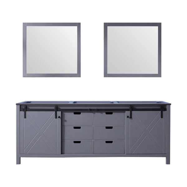 English Elm Dark Grey Double Bath Vanity 84" W x 22" D with Two Sinks, Mirrors & Ample Storage, Fully Assembled B2731S00576