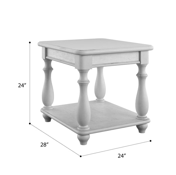 English Elm Wallace & Bay - Gray Square End Table with Oyster Coastal Finish, Solid Wood, Easy-Care 24" Square Accent Table B2709P212401