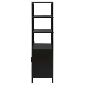 English Elm Kenneth Tall Metal and Pe Rattan Accent Cabinet with Open Shelves for Living Spaces B062P440090