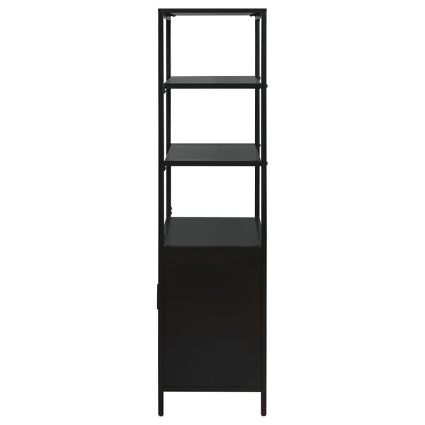 English Elm Kenneth Tall Metal and Pe Rattan Accent Cabinet with Open Shelves for Living Spaces B062P440090