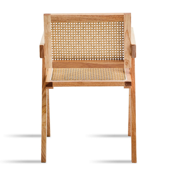 English Elm 2 Dining Chairs - Elegant Rubberwood With Hand-Woven Rattan, Versatile For Dining & Living Spaces W2720P237603