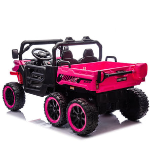 English Elm 24v Two Seat Kids Electric Dump Truck Six Wheel 4wd Utv with Parental Remote Pink W1578P268990