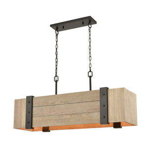 Wooden Crate 40'' Wide 5-Light Linear Chandelier - Oil Rubbed Bronze 33386/5 Elk Lighting