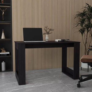 English Elm Oviedo 120 Writing Desk Black — 47.2" Compact MDF Folding Desk, Modern Sturdy Design, Lockable Foldable B200P286973