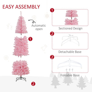 English Elm Homcom 7' Slim Pink Douglas Fir Tree With 818 Lifelike Branch Tips - Perfect For Small Spaces! W2225P229757