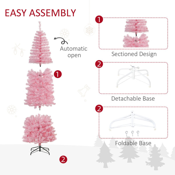 English Elm Homcom 7' Slim Pink Douglas Fir Tree With 818 Lifelike Branch Tips - Perfect For Small Spaces! W2225P229757