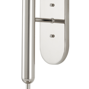 Barbican Double-Light Nickel Wall Sconce - Modern Glass Globe Design for Stylish Bathroom Lighting