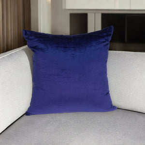 Homeroots 18" X 7" X 18" Transitional Royal Blue Solid Pillow Cover With Poly Insert   333996