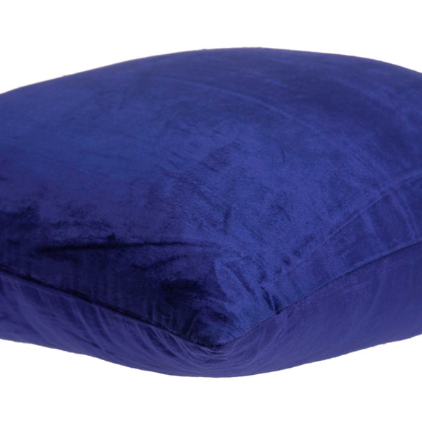Homeroots 18" X 7" X 18" Transitional Royal Blue Solid Pillow Cover With Poly Insert   333996