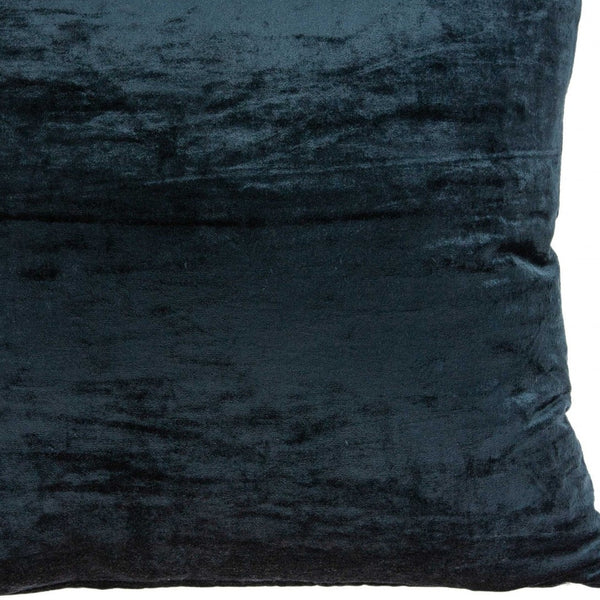 Homeroots 18" X 7" X 18" Transitional Dark Blue Solid Pillow Cover With Poly Insert   333997