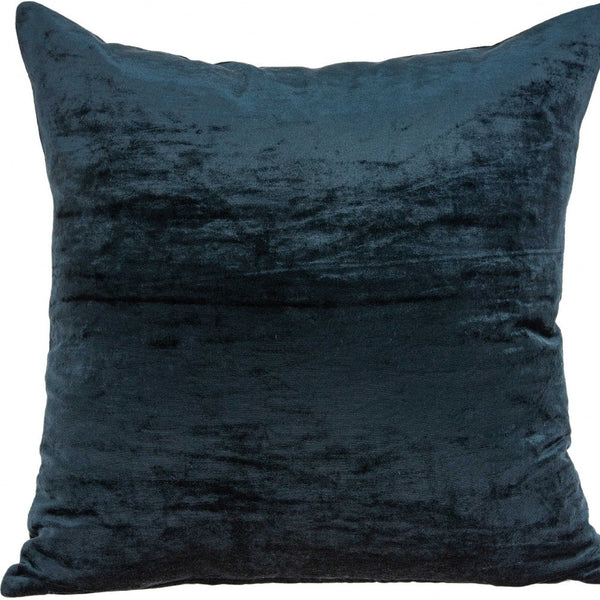 Homeroots 18" X 7" X 18" Transitional Dark Blue Solid Pillow Cover With Poly Insert   333997