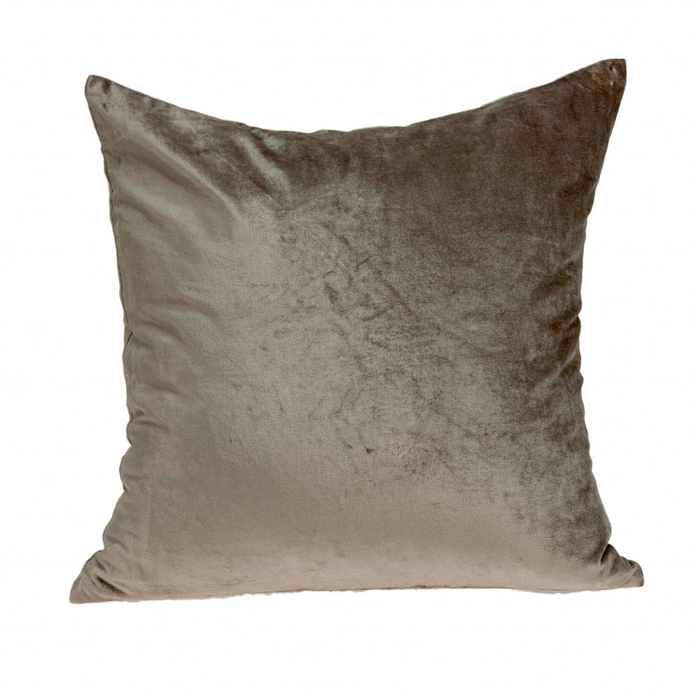 Homeroots 18" X 7" X 18" Transitional Taupe Solid Pillow Cover With Poly Insert   333998