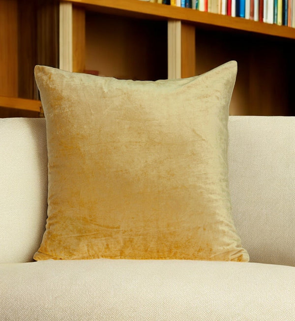 Homeroots 18" X 7" X 18" Transitional Yellow Solid Pillow Cover With Poly Insert   333999