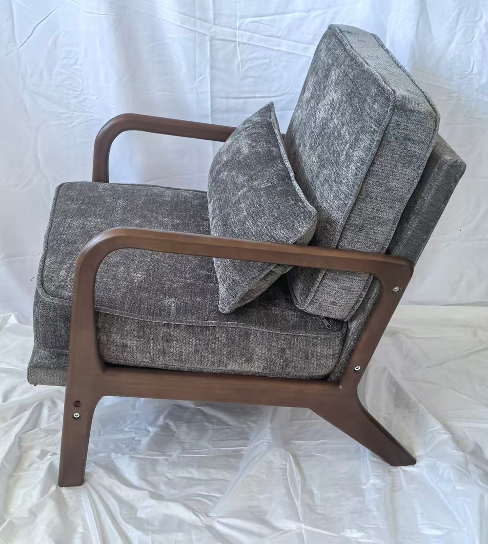 English Elm Mid-Century Modern Accent Chair - Vintage Luxury Upholstered Leisure Chair For Living Room Bliss W1893P396215