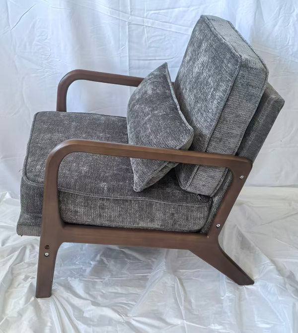 English Elm Mid-Century Modern Accent Chair - Vintage Luxury Upholstered Leisure Chair For Living Room Bliss W1893P396215