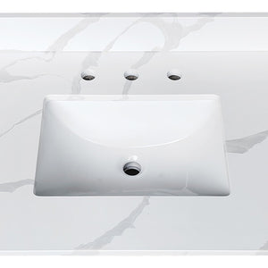 English Elm 49-inch Carrara Quartz Vanity Top Undermount Sink Marble Look Backsplash Bathroom W2699P459409