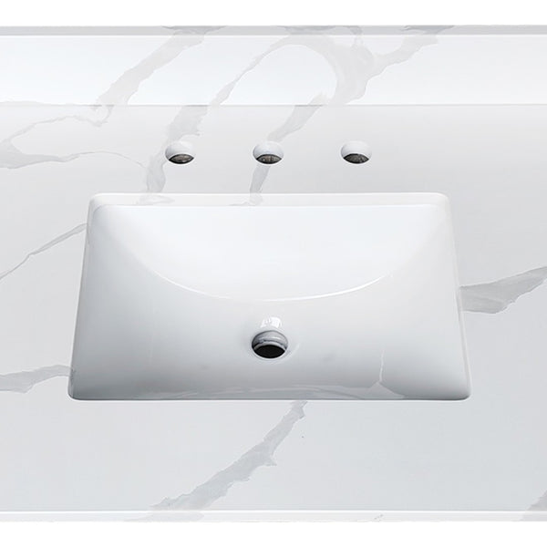 English Elm 49-inch Carrara Quartz Vanity Top Undermount Sink Marble Look Backsplash Bathroom W2699P459409