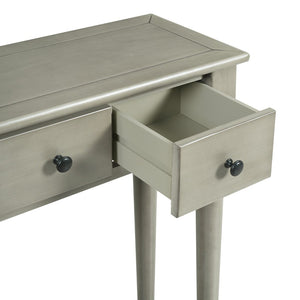 English Elm Trexm Vintage Console Table Four Drawers Pine Veneer Grey Wash Entryway Storage N715P202860E