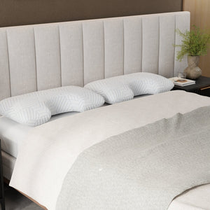 English Elm Bella Curved Memory Foam Pillow with Heat Absorbing Cover for Restful Sleep B337P360167