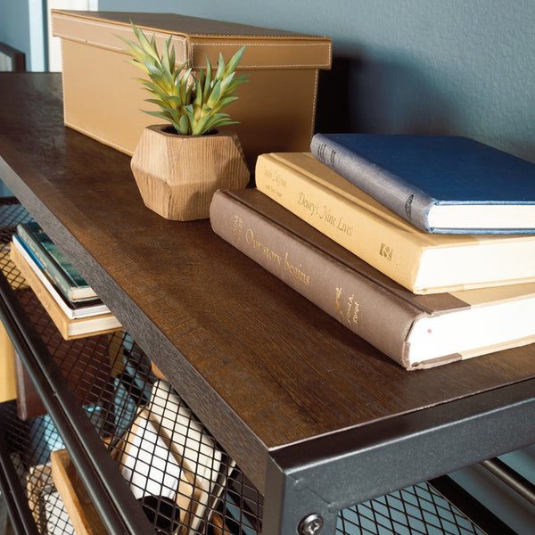 English Elm Desk With Hutch - Versatile Brown Finish, Spacious Storage & Stylish Design For Home Office Setup B356P367829