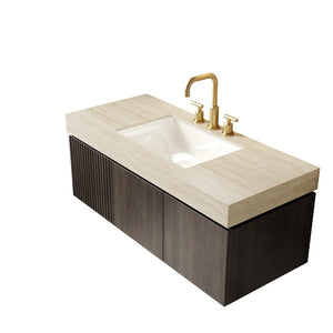 English Elm 48" Muri Spa Inspired Bathroom Vanity Cabinet Plywood Double Door Soft Close Storage Beige W2615P405215