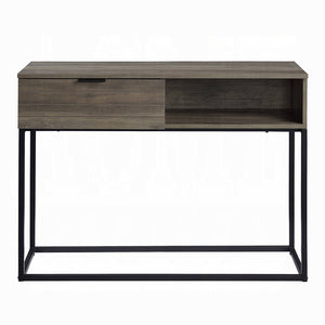 English Elm Rustic Oak And Black Writing Desk - Compact Industrial Design With Drawer And Shelf For Small Spaces B062P209209-GIGA