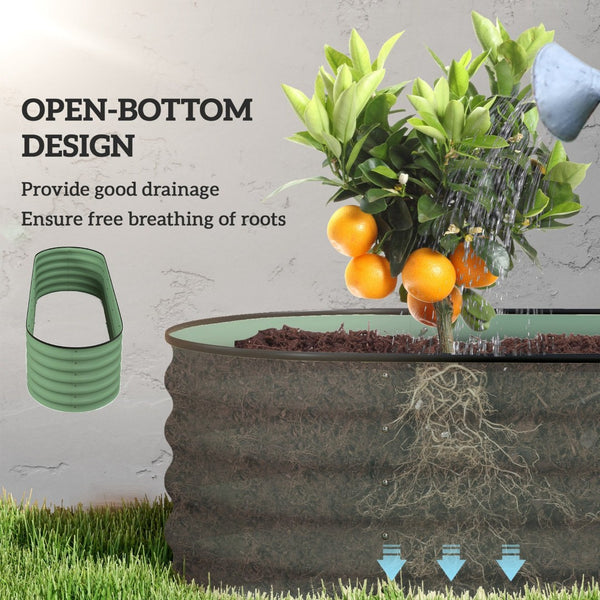 English Elm Outsunny Galvanized Steel Raised Garden Bed Modular Outdoor Planter with Safe Edging W2225P200928