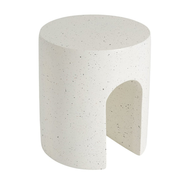 English Elm Outdoor Mgo Accent Table White Terrazzo Stone Look Weather Resistant Patio Side N768P410935W