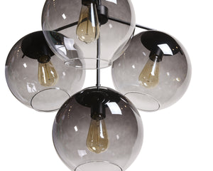 Sunpan Kamara Modern Chandelier with Clear and Grey Glass Shades – Elegant Cluster Design for Any Space Black