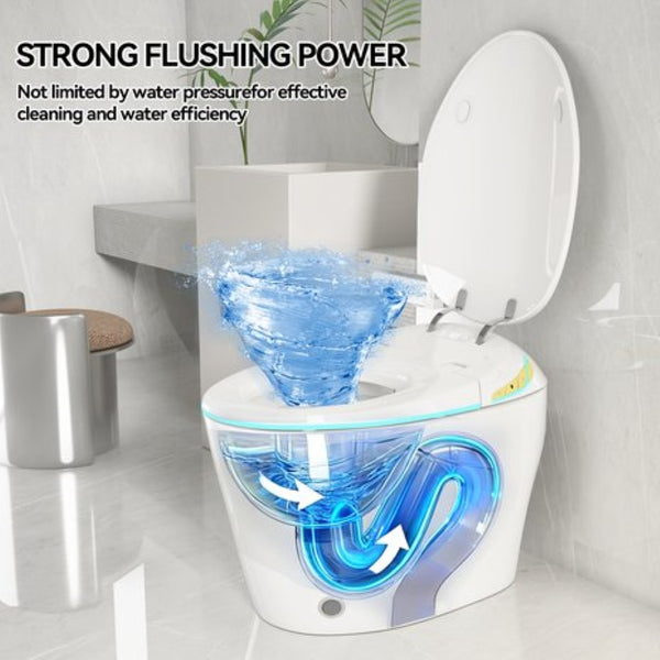 English Elm Unique Smart One Piece Toilet Bidet Heated Seat Auto Flush Warm Air Dryer Spa W3133P384811