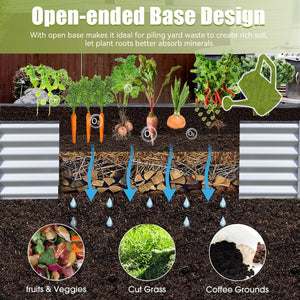 English Elm 6x3x1.5ft Galvanized Raised Garden Bed — Heavy-Duty Steel Planter with Open Base, Reinforced Rods, Safe Edge for Vegetables Flowers and Easy Assembly Silver+White W1859P197905