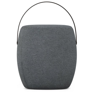 English Elm Ramsay Handcrafted Round Footstool with Wood Handle, Durable Linen-Look Upholstery & Versatile Use Grey B136P252657