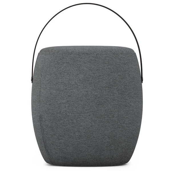 English Elm Ramsay Handcrafted Round Footstool with Wood Handle, Durable Linen-Look Upholstery & Versatile Use Grey B136P252657