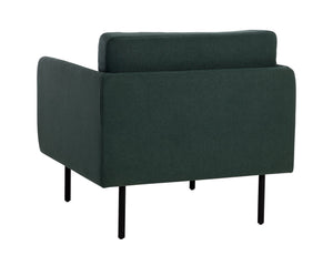 Sunpan Luella Armchair - Classic Mid-Century Design with Generously Cushioned Seating and Black Metal Legs Mina Pine