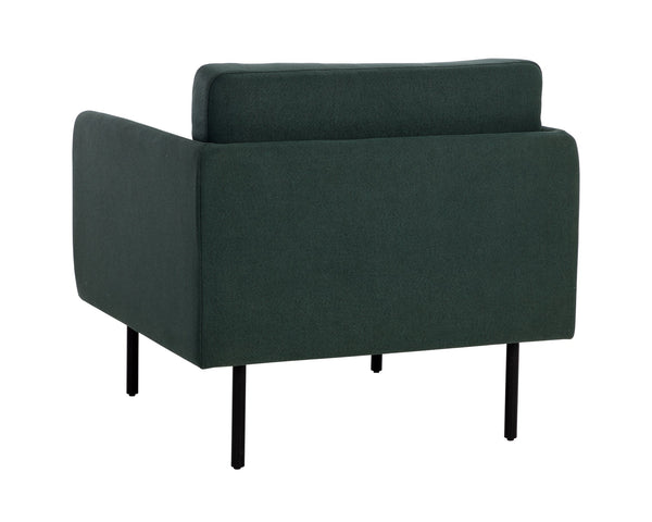 Sunpan Luella Armchair - Classic Mid-Century Design with Generously Cushioned Seating and Black Metal Legs Mina Pine