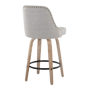 English Elm Fixed-height Swivel Counter Stools with Faux Leather Seats and Chrome Footrest Set of 2 B202S01850